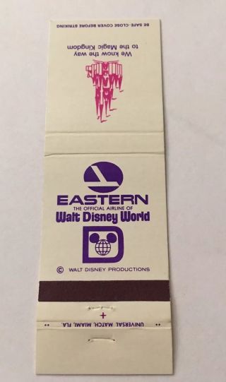 Vintage Matchbook Matchcover Eastern Official Airline Walt Disney World Unstruck