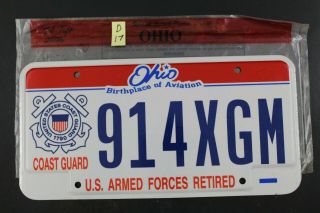 Vintage 2004 Ohio License Plate 914 - Xgm Coast Guard U.  S.  Armed Forces D17