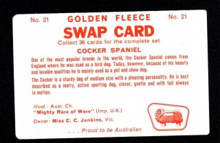 Vintage Swap Card - Golden Fleece Dog Series - Cocker Spaniel 2