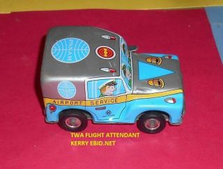 Pan Am Airlines Vintage Old Rare Airport Service Taxi Auto Car Wind Up Tin Toy