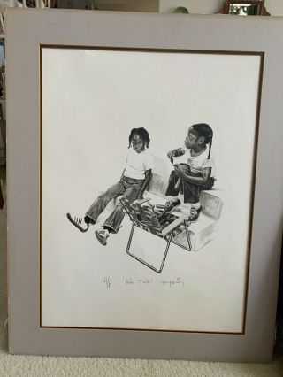 Girl Talk By Tom Mckinney Rare Vintage Large Black African American Art Print
