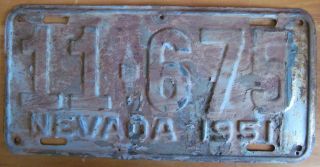 Nevada 1951 License Plate 11 - 675