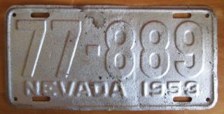 Nevada 1953 License Plate 77 - 889