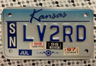 Kansas Vanity Motorcycle License Plate Lv2rd Live To Ride Harley Indian