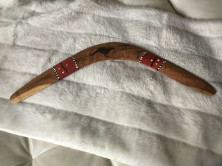Vtg Hand Carved Australian Aboriginal Wood Boomerang