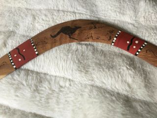 Vtg Hand Carved Australian Aboriginal Wood Boomerang 2