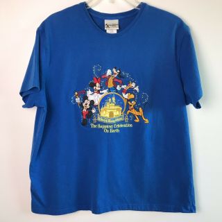 Walt Disney World Mickey Mouse And Friends Embroidered Tee Shirt Blue Xxl