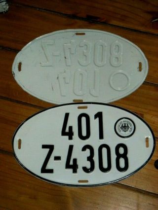 German License Plates Oval Shape Europe 401 Z - 4308 Germany Old Style Plates