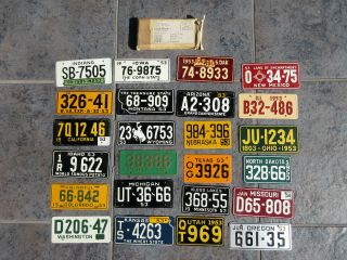 Vintage 1953 General Mills Wheaties Bicycle License Plates Set Of 24 W/ Envelope