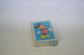 Vintage Walt Disney World Playing Cards Mickey W/ Case Blue