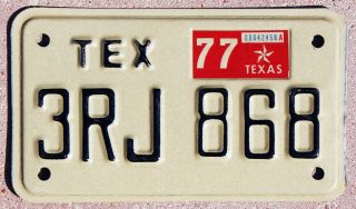 1977 Texas Motorcycle License Plate 3rj868