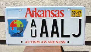 Arkansas Autism Awareness License Plate Aalj