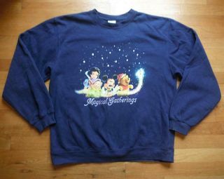 Disney Store Magical Gatherings Navy Blue Sweatshirt Sz L Pooh Tink Mickey
