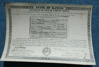 1950 Buick Kansas Car Title Collectible Historical Document Lee