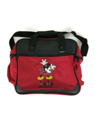 Vintage Rare Disney Mickey Mouse Red Brunswick Bowling Bag - Made In Usa