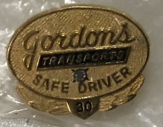 Vintage Gordons Transport Safe Driver Lapel Hat Pin 30 Years