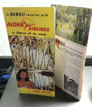Vtg Aloha Airlines Fold Out Brochure/pictorial Map Of Hawaii - Donn Allison