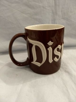 Disneyland Logo Brown Vintage Mug Est.  1955 - Raised Lettering - 3d