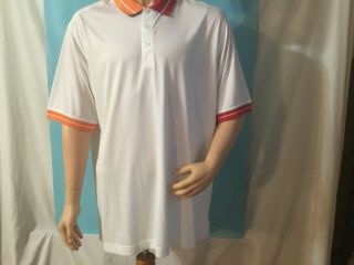 Nwot Cutter & Buck White Polo Shirt Sz Xlt/ Tgl Red/orange Golf Sport Stripe