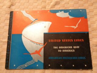 Vintage 10/1932 United States Lines Ss Leviathan & Manhattan Cruise Ships Book
