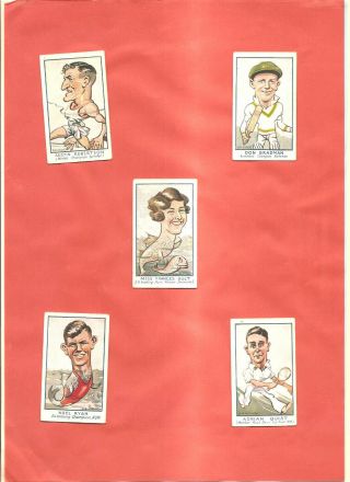 Cigarette Cards.  Turf.  5/24 Personality Series.  Part Set.  Includes Bradman.
