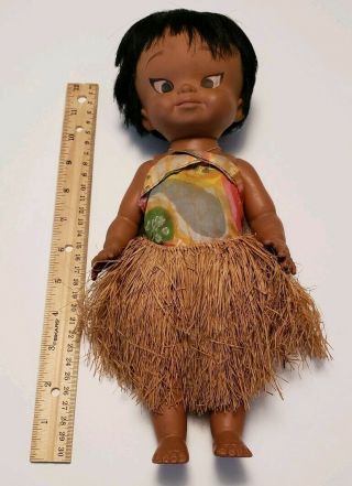 Rare Vintage Hawaiian Hawaii Baby Doll with grass hula skirt 3