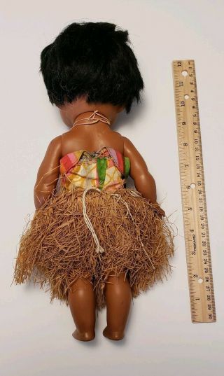 Rare Vintage Hawaiian Hawaii Baby Doll with grass hula skirt 4