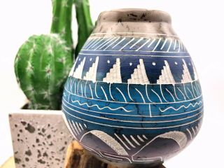 Native American Horsehair Pottery Handmade Navajo Indian Signed Vibrant