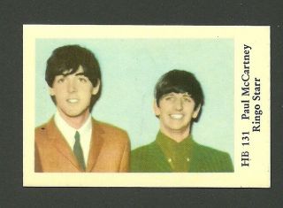 The Beatles Vintage 1965 Swedish Trading Card Hb131 Paul Mccartney Ringo Starr