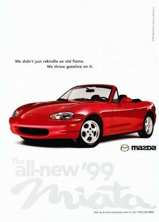 1999 Mazda Mx - 5 Mx5 Miata Advertisement Print Art Car Ad K86