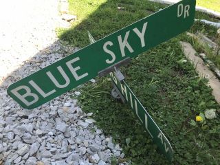 Vintage Blue Sky Dr Double Sided Street Sign With Mount - 32x6