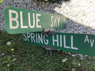 Vintage BLUE SKY Dr double Sided Street Sign With Mount - 32x6 3