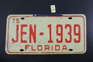 Vintage 1975 " Jen - 1939 " Florida Vanity License Plate (c39