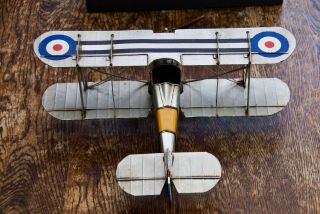 Vintage Style Tinplate Raf Royal Air Force War Fighter Biplane Single Seater Toy