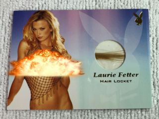 Playboy Laurie Fetter Swatch Hair Locket Card 2015 Benchwarmer Gold