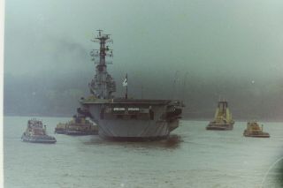 Warship - Rare Photo Negative - Royal Navy - Hms Ark Royal Ro9 - 1980