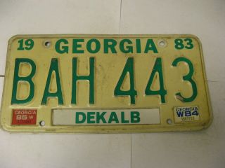 1983 83 1984 84 1985 85 Georgia Ga License Plate Dekalb County Bah443