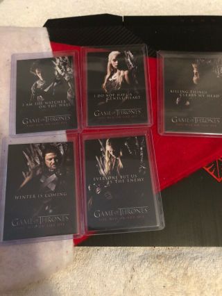 Game Of Thrones Season 1 " You Win Or You Die " Complete Insert Card Set Sp1 - Sp5