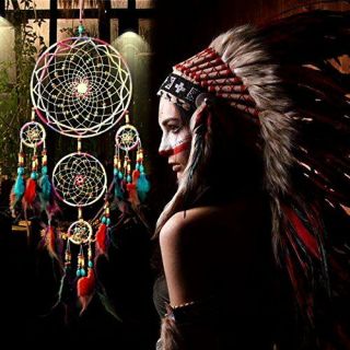 31  Large Dream Catcher Colorful Feathers Wall Home Office Hanging Ornament