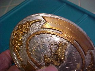 Trophy Rodeo Belt Buckle Calf Roping Handmade Silver Gold Color Colorado Western 4