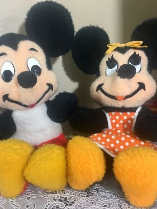 Walt Disney Production Mickey And Minnie Mouse Plush 16” Set 1960s Vintage