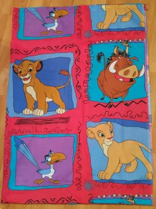 Vintage Disney The Lion King Twin Size Flat Sheet Fabric Simba Nala Timon Pumbaa