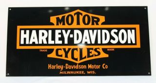 Harley Davidson Tin Signs Milwaukee Wisconsin Black 22 " L X 11 " H