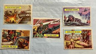 5 Different - 1965 Topps Battle Cards 6,  9,  14,  17 & 26 - In Very