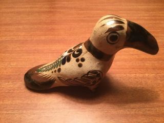 Vintage Mexican Pottery Folk Art Hand Painted Tonala Ceramic Bird Signed