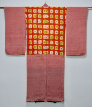 Japanese Kimono Silk Antique Long Sleeve Juban / Shibori Dyed / Vintage /286
