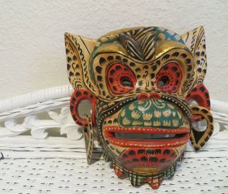 Balinese Hand Carved Wooden Monkey Wood Carving Mask Tribal Wall Art Hanging