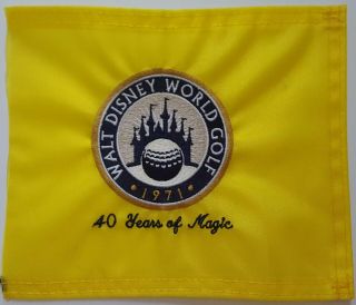 Walt Disney World Golf 40 Years Yellow Commemorative Practice Green Nylon Flag