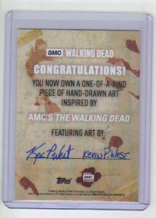 2018 Topps Walking Dead Season 8 One of a Kind Sketch Card Kevin West Autograph 2