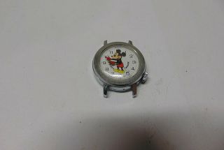 Vintage Wind Up Mickey Mouse Moving Head Bradley Wrist Watch Runs